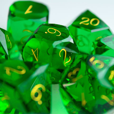 Emerald Green Victorian Glass Dice