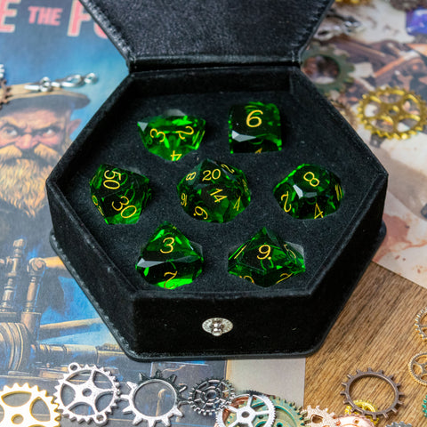 Emerald Green Victorian Glass Dice