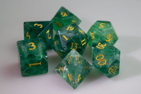 Green Fluorite Dice Set of Intellect