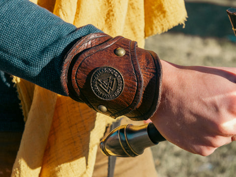 Valknut Runes Leather Bracelet