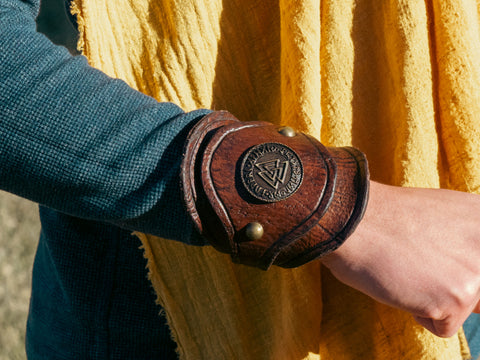 Valknut Runes Leather Bracelet