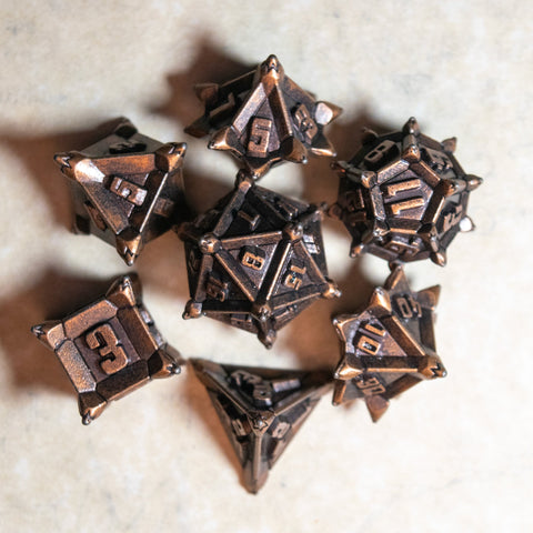 Spiky Bronze Dice Set