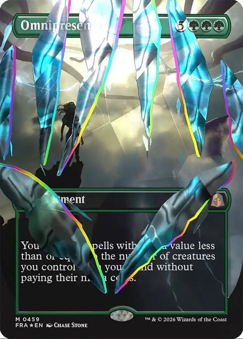 Omnipresence borderless facet foil shattered mirror card from Reality Fracture Collector Boosters