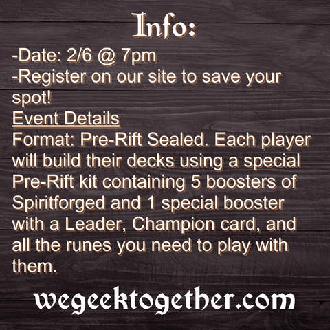 Spiritforged Pre-Rift Event