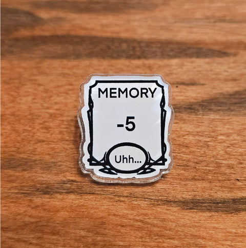 RPG Status Effect Acrylic 1” Pins – Anxiety, Sleepiness, Memory, Motivation