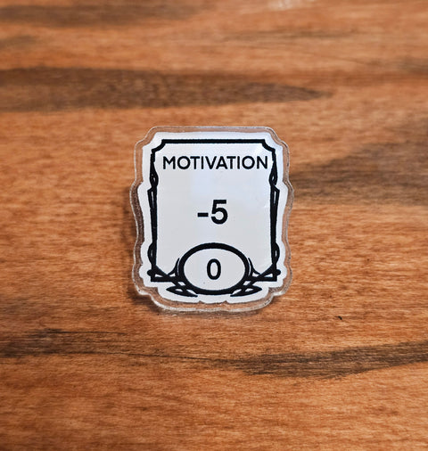 RPG Status Effect Acrylic 1” Pins – Anxiety, Sleepiness, Memory, Motivation