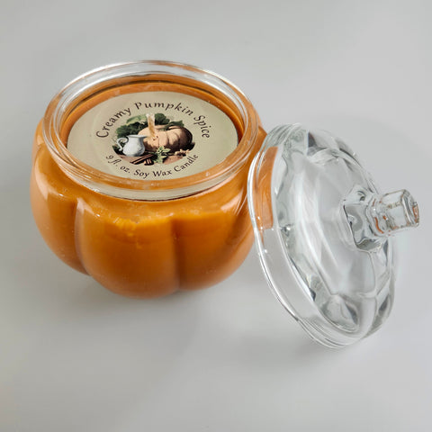 Creamy Pumpkin Spice Glass Pumpkin Jar Candle