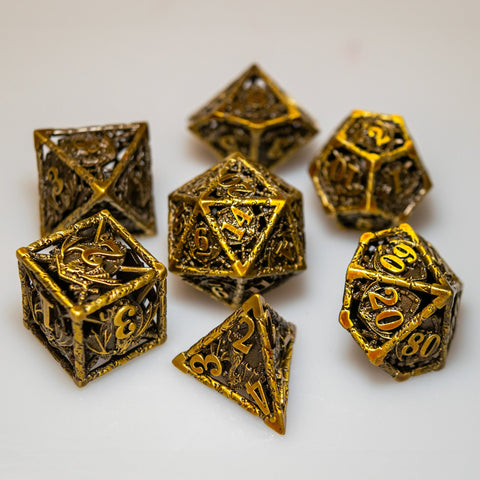 Hollow Dragon Shield Metal Dice Set