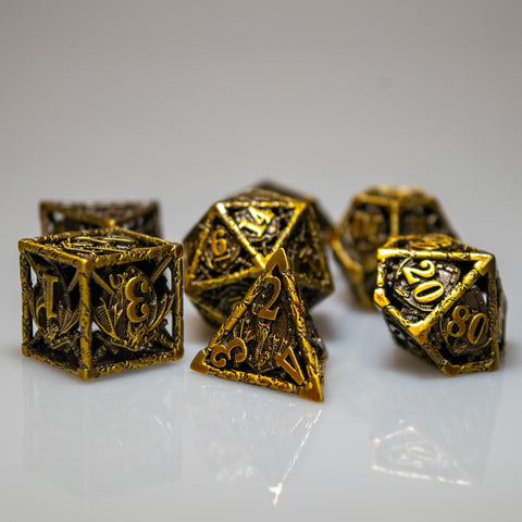 Hollow Dragon Shield Metal Dice Set