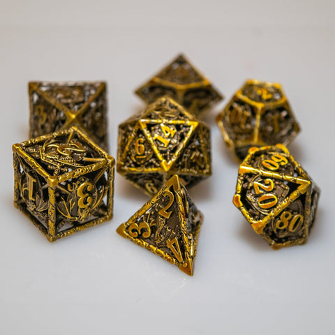 Hollow Dragon Shield Metal Dice Set