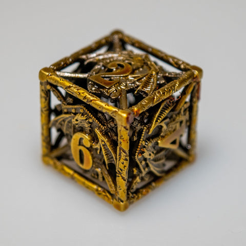 Hollow Dragon Shield Metal Dice Set