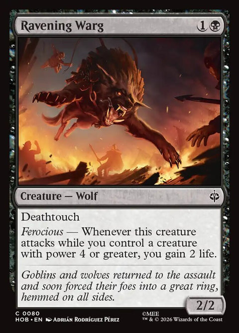 Ravening Warg, The Hobbit 80, Magic: The Gathering card