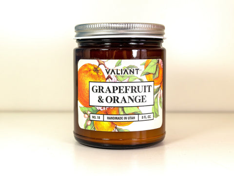 Grapefruit & Orange Botanical Candle in Amber Glass