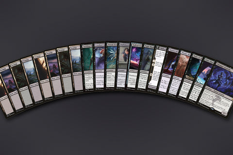 Representative sample of the Black Rogues MTG Repack: 20 cards fanned out, 8 Swamps to a Rogue rare. Actual cards vary from pack to pack.