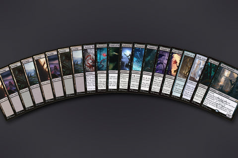 Representative sample of the Black Vampires MTG Repack: 20 cards fanned out, 8 Swamps to a Vampire rare. Actual cards vary from pack to pack.