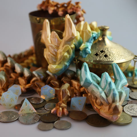 Moonstone Dragon 3D Printed Movable Fantasy Pet