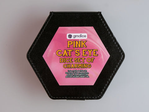 Pink Cat's Eye Dice Set of Charming