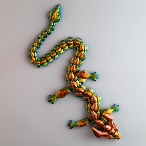 Prismatic Dragon 3D Printed Movable Fantasy Pet