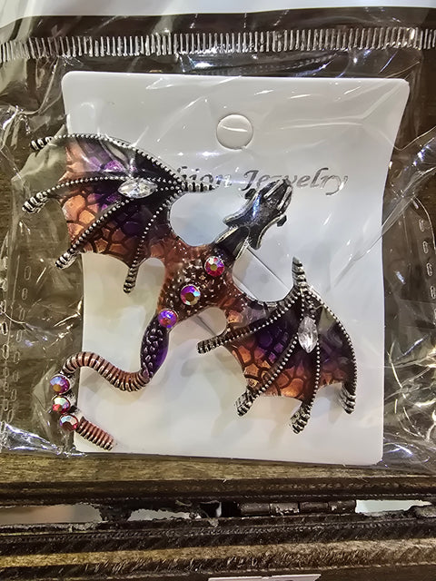 Dragon Pin, Purple and Orange