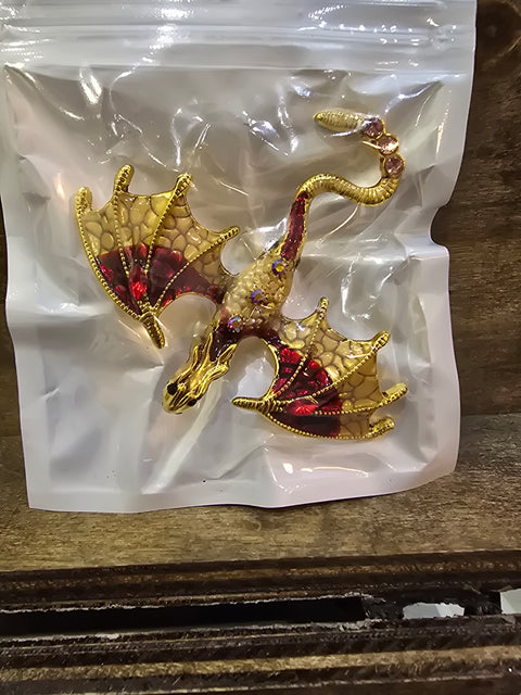 Dragon Pin, Red and Yellow