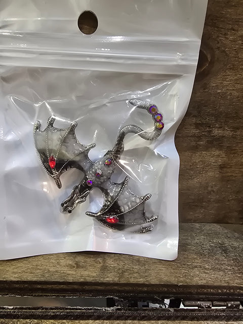 Dragon Pin, Black and Silver