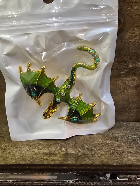 Dragon Pin, Green and Gold