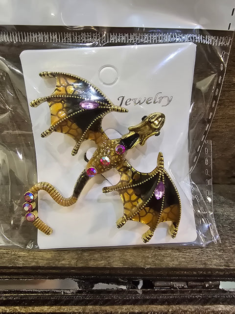 Dragon Pin, Black and Gold