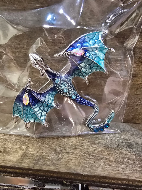 Dragon Pin, Blue and Silver