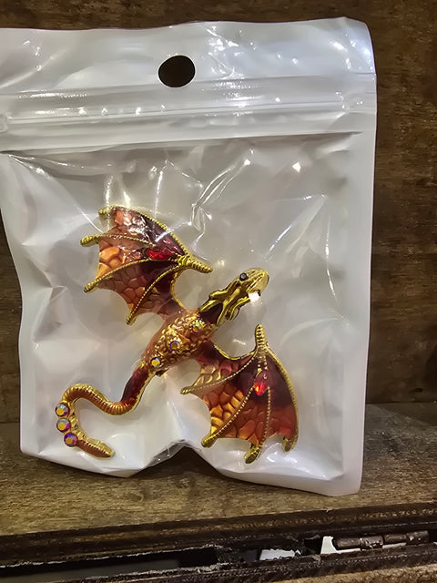 Dragon Pin, Red and Orange