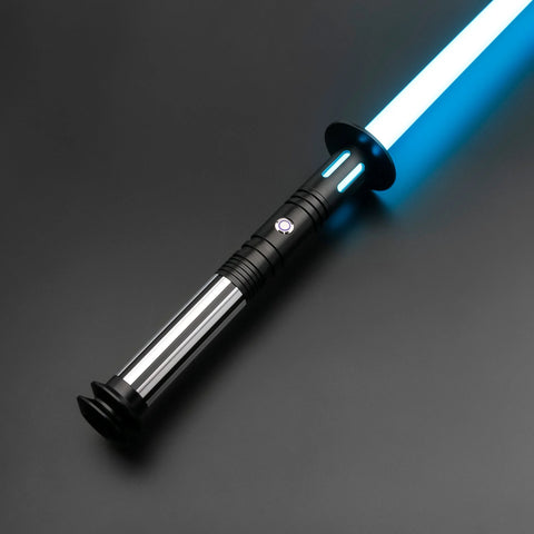 Sentinel Saber RGB dueling lightsaber with blue blade ignited