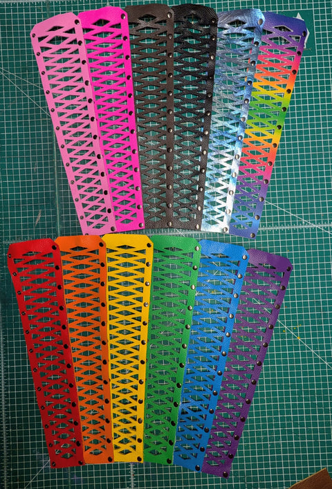 Leather snap hair wraps in all twelve colors, three sizes