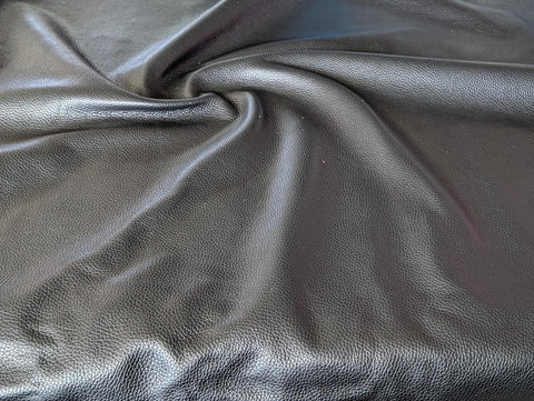 Black Italian pebble-grain leather for the snap hair wrap