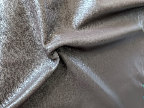 Dark Brown Italian pebble-grain leather for the snap hair wrap
