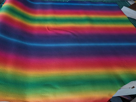 Electric Rainbow Italian pebble-grain leather for the snap hair wrap