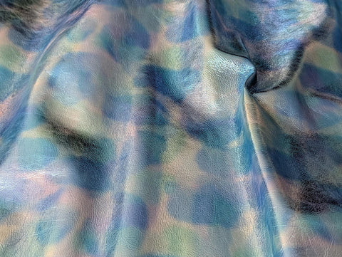 Multi Blue Italian pebble-grain leather for the snap hair wrap