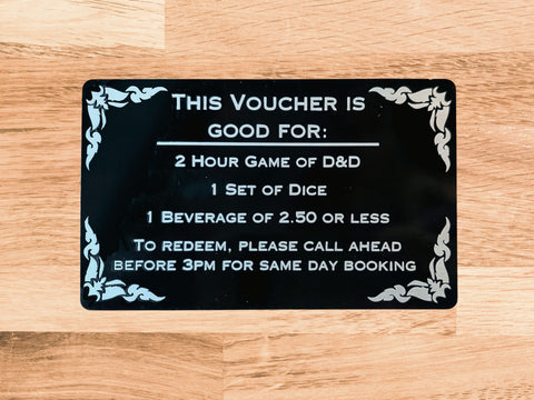 D&D Game Gift Card