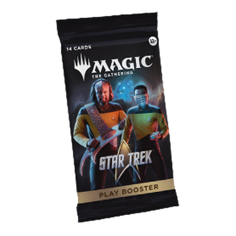 A Magic: The Gathering Star Trek Play Booster pack, 30 of which come in the box