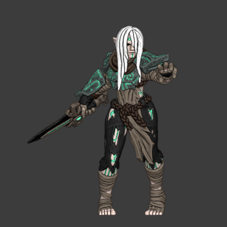 Molokite Witch with White Hair Miniature