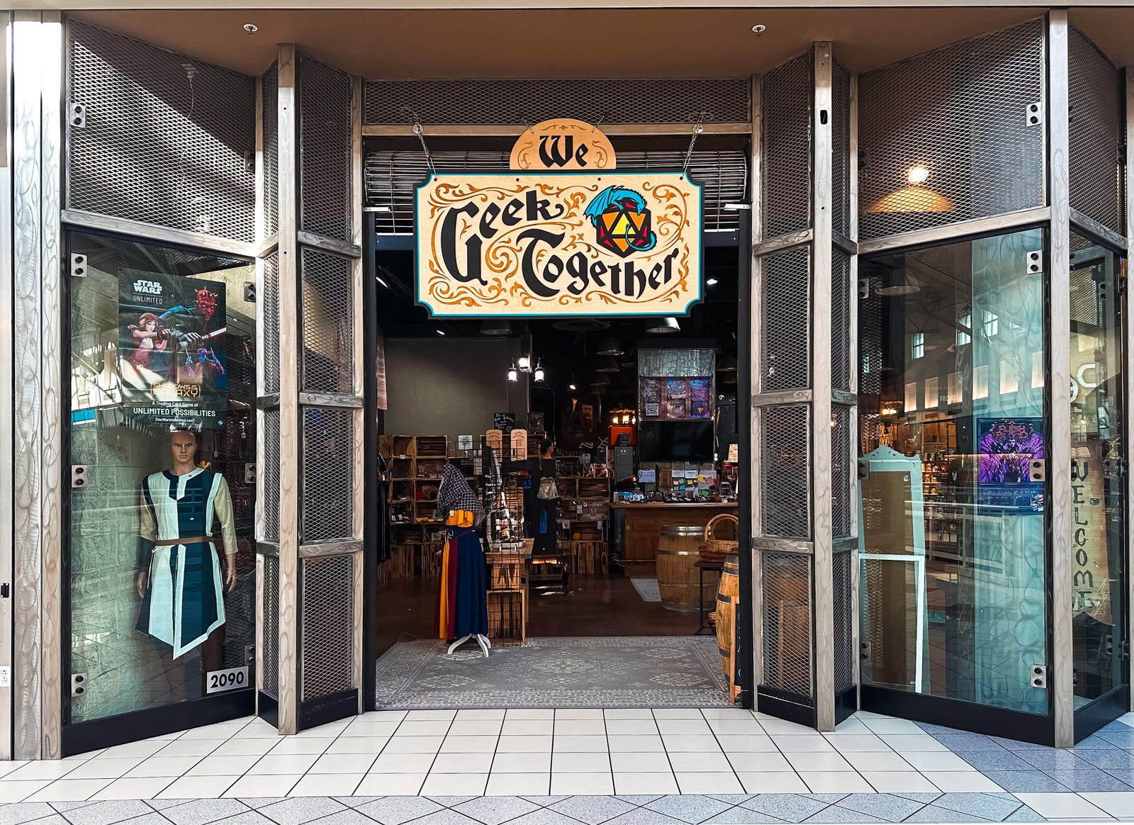 The We Geek Together storefront, suite 2090 on the second floor of Provo Towne Centre